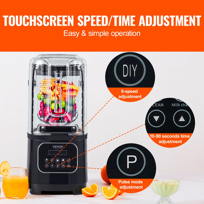 VEVOR 2L Smoothie Blender Commercial Grade Food Fruit Processor Multifunctional Mixer Make Shakes And Crush Technology for Home