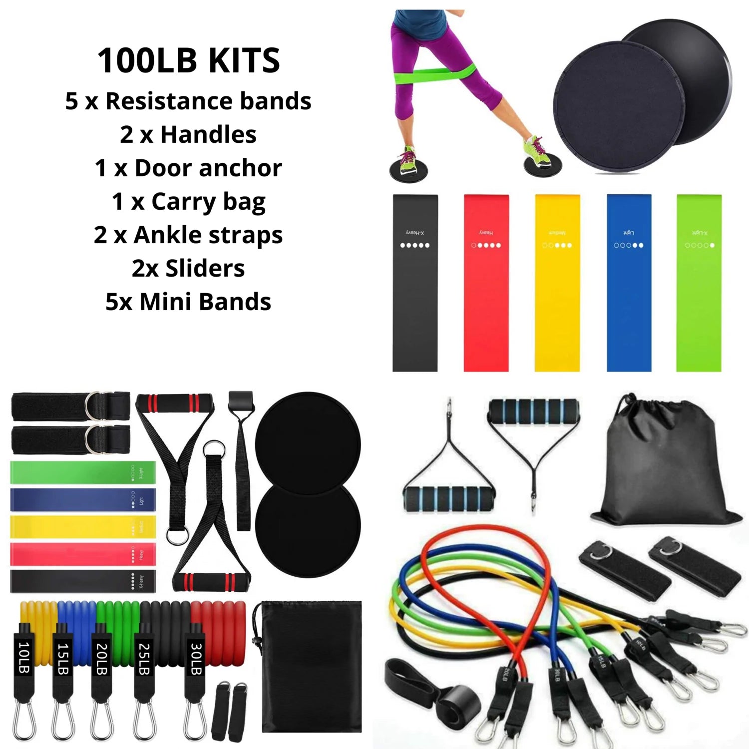 100LB Ultimate Resistance Band Kit