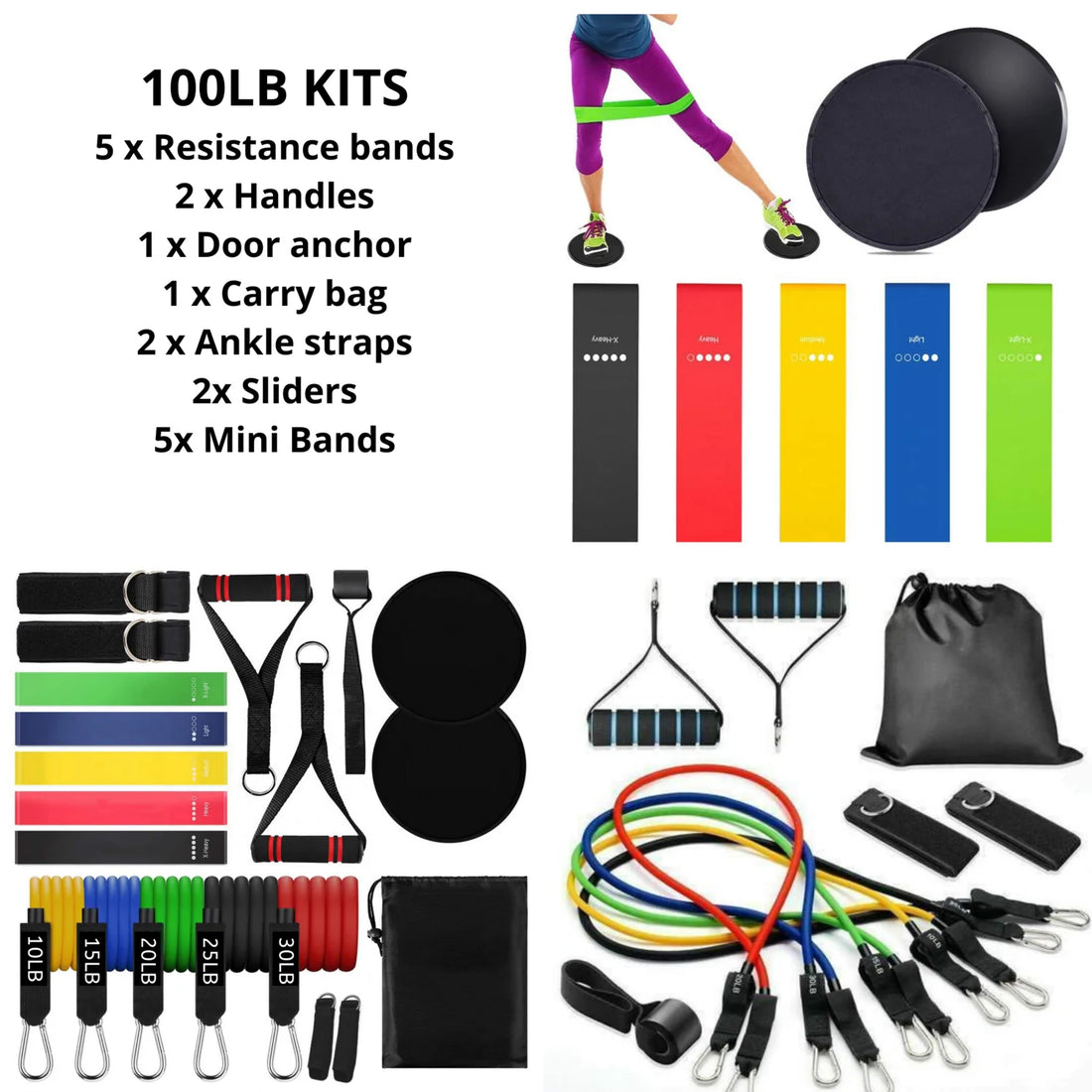 100LB Ultimate Resistance Band Kit